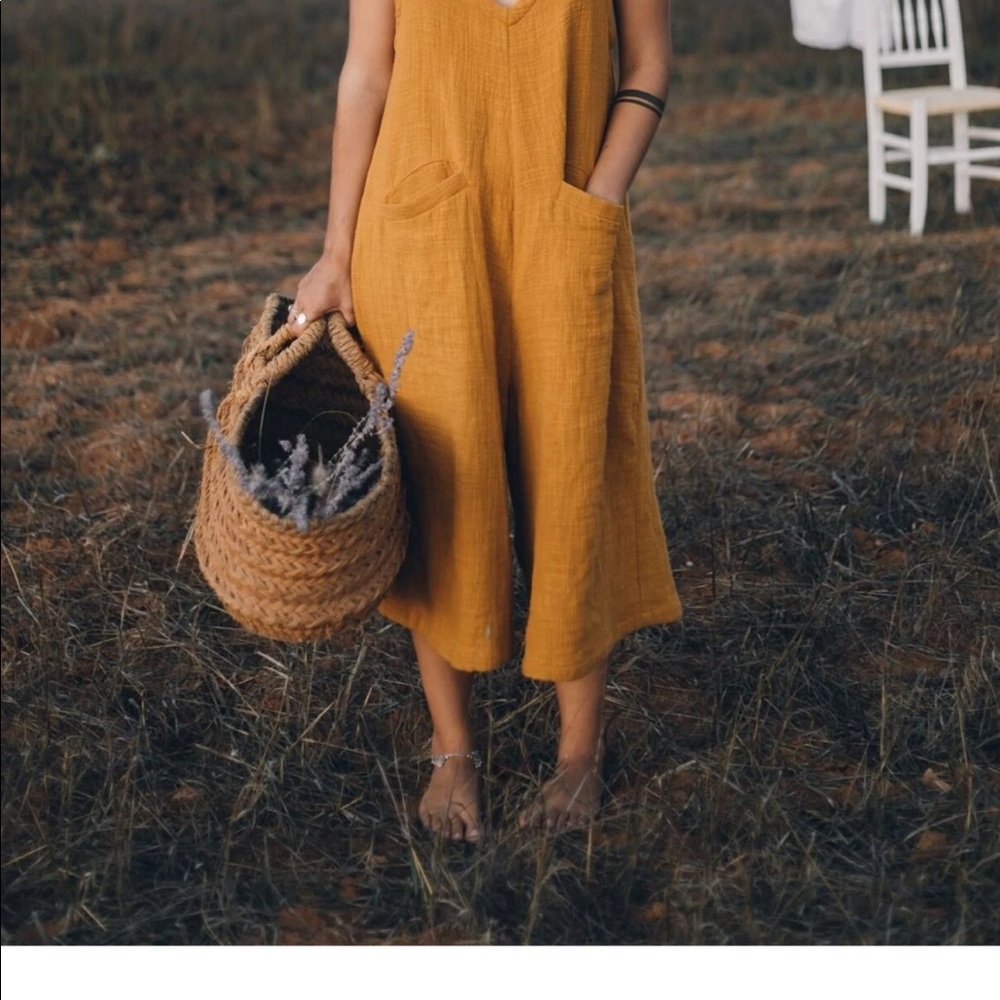 Myrah penaloza gold jumpsuit